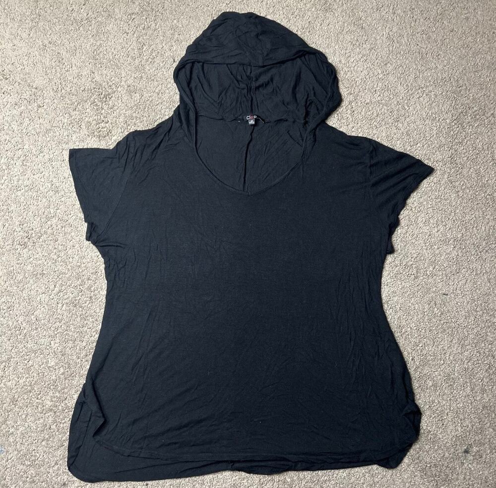 Women’s Size 3X Cleo Black Hooded Thin Flowy Blouse